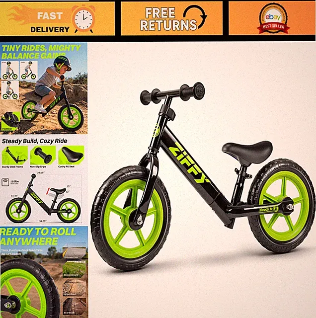 12" No-Pedal Toddler Balance Bike for Ages 2-5, Lightweight Steel Frame, Outdoor