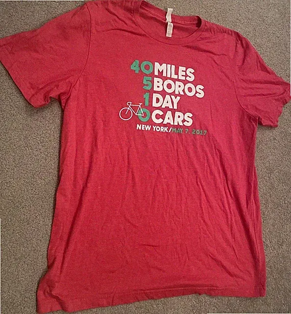 2017 TD Five Boro Bike Tour Mens XL Red T-Shirt 40 Years