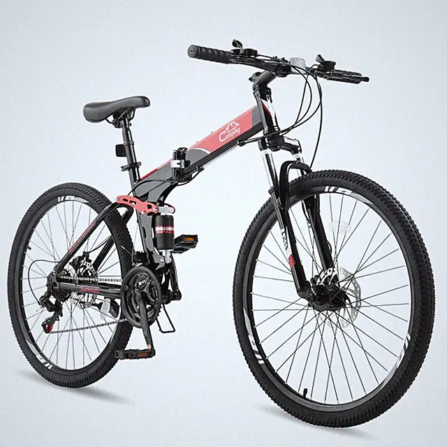 26" Folding Mountain Bike 21 Speed Bicycle Full Suspension MTB for Men Women