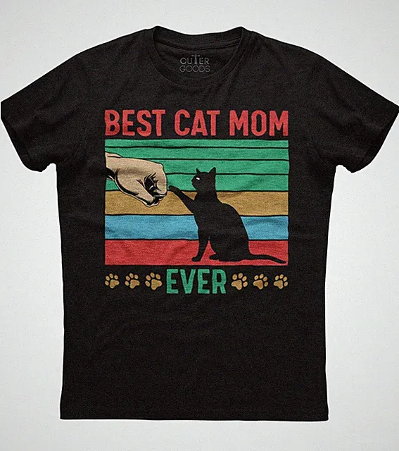 Best Cat Mom Ever Mens Short Sleeve New Cotton Black T-shirt