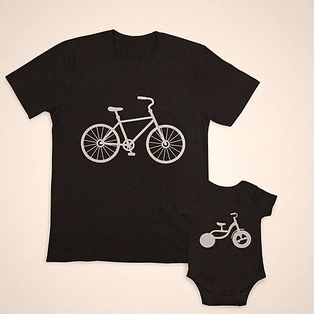 Dad and Baby Matching Outfits Clothes Bicycle Bike Cycle - Balance Bike Bicycle