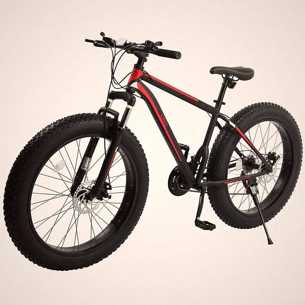 Mens Fat Tire Mountain Bike, High Carbon Steel Frame, 21-Speed, 26'' Wheels