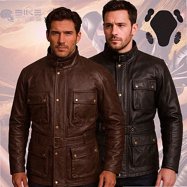 Motorbike Motorcycle Trailmaster Vintage Waxed Leather Jacket – Bike Tribe Coat