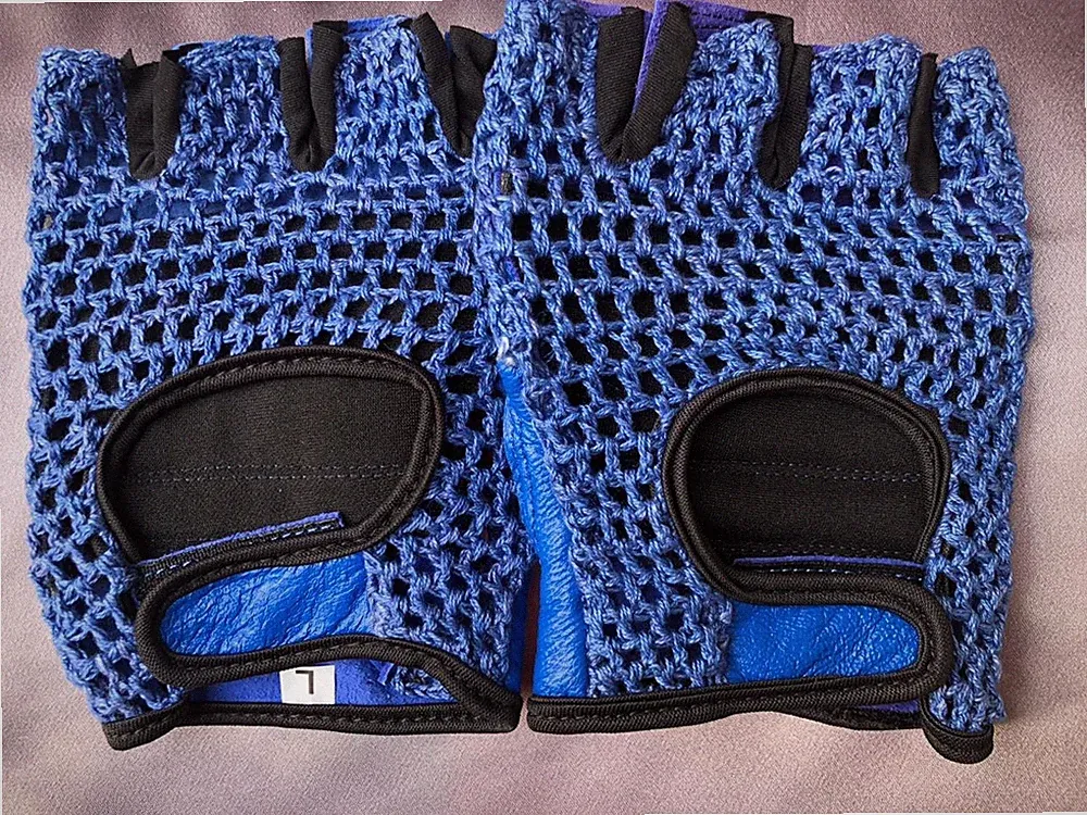 New Leather Cycling Gloves Crochet Men or Women Sports Fitness Blue Colour