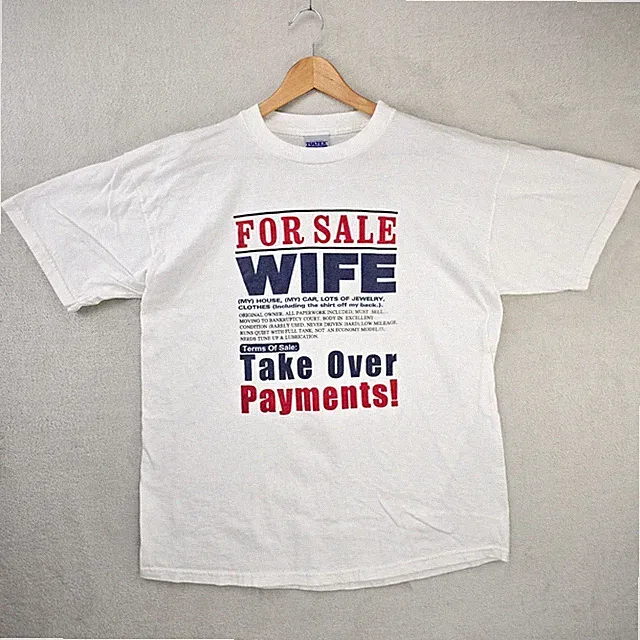 Vintage Wife For Sale Shirt XL White Funny Dad Mom Joke Humor Grunge 90s Y2K
